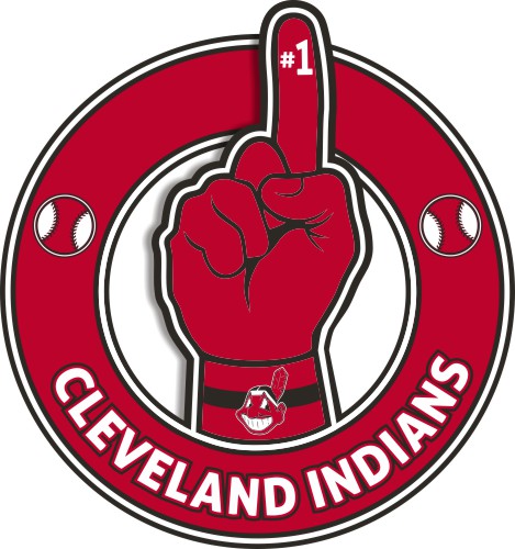 Number One Hand Cleveland Indians logo heat sticker